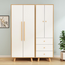 Nordic big wardrobe modern simple solid wood assembly whole small apartment sliding door home bedroom storage wardrobe
