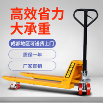 Small manual hydraulic loading and unloading forklift oil pressure truck lifting pallet truck cattle stacking high trailer 3 tons