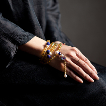  View customized 108 natural sapphire lapis lazuli Buddha beads bracelet noble and elegant rosary necklace female