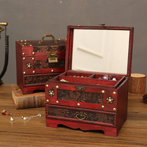 Creative antique wedding with lock hand jewelry necklace hairpin jewelry box retro storage box wooden box dressing box