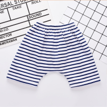 Summer boy big PP shorts striped thin woman baby pure cotton Harun pants with diaper pants children outside wearing small pants