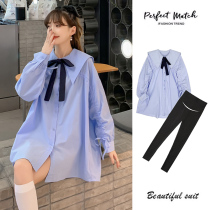 Pregnancy Woman Dress Spring Loaded Suit Fashion Shirt Blouse Blouse 2022 New Korean Version Small Sub Loose Long Sleeve Dress Dress