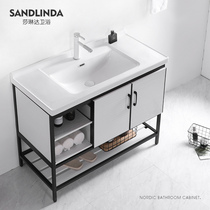 Space aluminum washbasin cabinet combination Floor-to-ceiling balcony washbasin bathroom sink sink basin One-piece washbasin