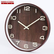 Geek Library Chinese style Round Quartz Clock Watch 14 inches New Chinese bedroom mute wall clock Vintage living room wall clock