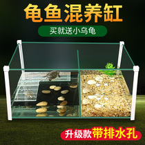 Glass ribbon drying table turtle tank water and land tank fish turtle fish small home mixed glass Turtle Bowl goldfish tank turtle Basin