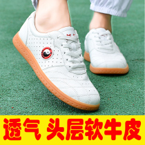 Chenjiagou Taiji shoes Womens leather soft beef tendons martial arts shoes mens summer breathable Tai Chi training shoes