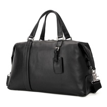 Black Classic Travel Bag Head Layer Cowhide Hand Shoulder shoulder bag Short Travel Large Capacity Leather Duty Bag