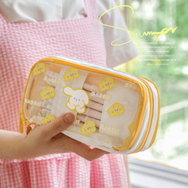 Three-year second class cute cartoon pencil bag for students with large-capacity waterproof stationery box ins wind girl heart pencil bag