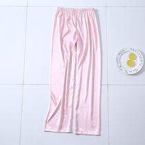 Sleeping pants woman silk long pants male and female spring emulated silk casual loose thin style sleeping pants home pants long pants male style sleeping pants