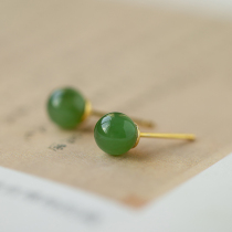 < warm moisturizing like jade > natural and tian jade pure silver ear nail minimalist about 100 hitch a small and refined advanced sensation ear decoration Summer