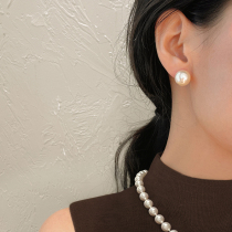Zhengyuan pearl sterling silver earrings ins blogger Fever with the same style Shi Qiangguang colorful retro Hong Kong style big light bulb ear clip