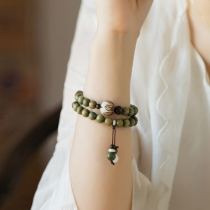 Retro green sandalwood bracelets couple foes handstrings sandalwood bracelets natural Chinese style beads