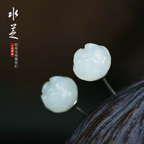 A chant of s925 pure silver earrings female (water cheeze) and field jade earrings Antique Art Temperament Earrings Small Gift