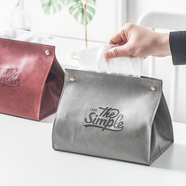 Nordic ins leather paper bag PU living room table drawing box car tissue bag desktop storage bag paper tissue bag