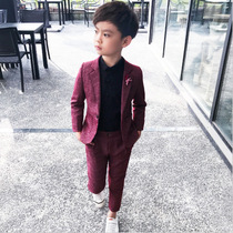Childrens dress Boy suit Flower girl burgundy suit Nine-point pants Piano performance suit suit host three-piece suit