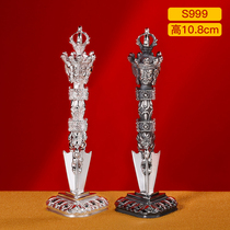 s999 sterling silver three-sided Puba Jin Gang pestle pestle Tibetan five-stock Puba donor diamond peg pestle decoration with base model