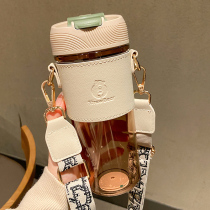 Double drink coffee cup ladies high-value portable plastic cup anti-fall high temperature student large-capacity water bottle summer