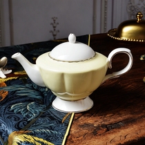European court gold ceramic 1000 ml coffee pot (filter hole) color matching large teapot large kettle