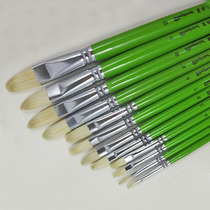 Porcine brush brush flat head round head oil painting paint pen single set of water chalk acrylic brush 6 sets