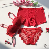 Japan Three sets of large red lingerie bra Bendies year lovers briefs a pair of male pure cotton wedding couple suits