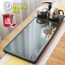 Simple whole piece of Wujin stone tea tray polished tea sea natural stone tea table Kung Fu tea set Household automatic