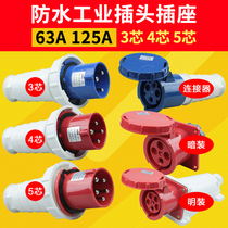 Waterproof Industrial Plug Socket Male butt 3 Core 4 Core 5 Core 63A125A Air plug Industrial connector