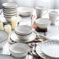 Dish set home hipster Nordic minimalist ceramic plate bowl European creative tableware set Bowl set Bowl home