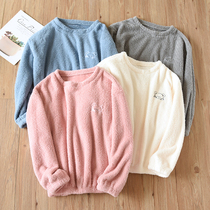 Coral fleece pajama tops single piece womens winter wear male couple thickened plus fleece warm warm clothes flannel home jacket