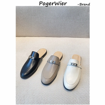 PogerWie new one pedal loafers soft bottom lazy bag head leather Mueller shoes lock half slippers wear