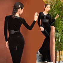 Thin body etiquette instructor female long sleeve suit suit 2021 New catwalk modern dance performance wide legs