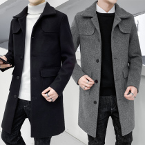 2021 autumn and winter long woolen coat men Korean fashion fashion overcoat male wind thickened woolen coat