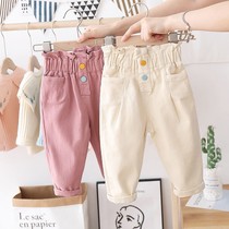 Girls overalls 2021 new spring and autumn foreign gas small childrens trousers women baby casual pants wide leg pants