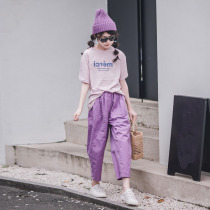 Girl Casual Suit Summer Dress 2022 New CUHK Fairy Girl Fashion Foreign Air Pure Cotton Short Sleeve Long Pants Two Sets