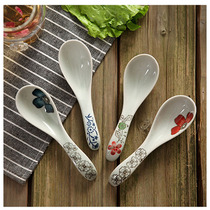 Japanese style and wind under-glaze color ceramic tableware creative retro small spoon small spoon hand-painted spoon small spoon