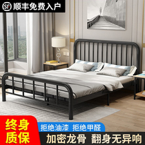 Iron rack bed European modern simple and iron double bed 1 m 8 bed household 1 5 m single bed shelf