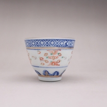 Jingdezhen Guangming Porcelain Factory Blue and White Linglong gold tea cup wine cup antique old ceramic collection ornaments