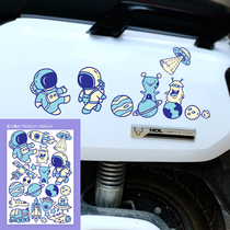 Astronaut cartoon alien sticker Electric battery car full body sticker Motorcycle decoration cover scratch sticker art