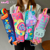 FH opening season Primary School students cartoon shape hand carrying large capacity storage pen bag soft shell stationery box file bag