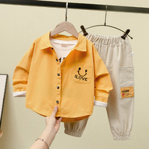 Boys autumn set children 2021 spring and autumn foreign childrens clothing autumn handsome tide cool male baby casual two-piece set