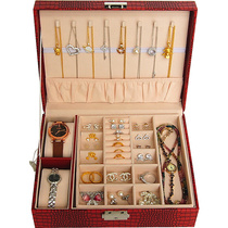 Jewelry box with lock watch box ring cufflink bracelet jewelry necklace storage box double layer with Princess European jewelry