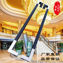 New Chinese glass door handle black thickened stainless steel square tube large hotel will all frame door handle brief