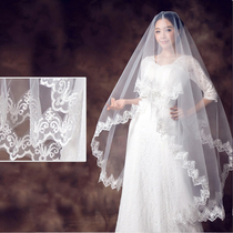 Moon fall in love with the new bride wedding veil lace lace simple bridal veil photography wedding photos