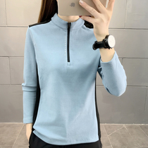 2021 spring and autumn double-sided abrasive fleece women warm collar pullover quick-drying clothes base shirt long sleeve T-shirt men