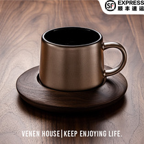 Wei Neng Palace Museum Petty Charcoal Gold Mug Premium Hanging Ear European Luxury Scrub Cup Ceramic Home Coffee Cup