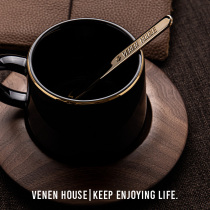 Veneng Palace Black Gold Mug European Luxury High-end Household Cup Premium Ceramic Coffee Cup Mid-Autumn Gift