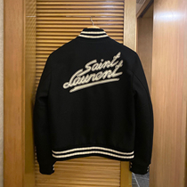 slp baseball uniform women (correct version) classic black jacket cowhide embroidered woolen wool jacket men