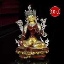 1 ruler pure copper green degree Mother Buddha Tibet Buddhist home dedicated to the mercy of the ancient Thu Thu Naoliu silver Seiko 10 inches