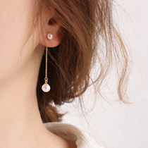 Delicate fresh water positive round small pearl ear nail line size double bead two wear pure silver wind in blow flow suearrings new
