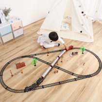  Steam train toy with track with car simulation high-speed rail train model set electric rail car super long