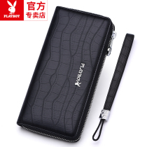 Floral Playboy wallet male length Genuine Leather Zipper Money Clip All Soft Bull Leather Casual Handbags Boomer Fashion Hand Grab Bag